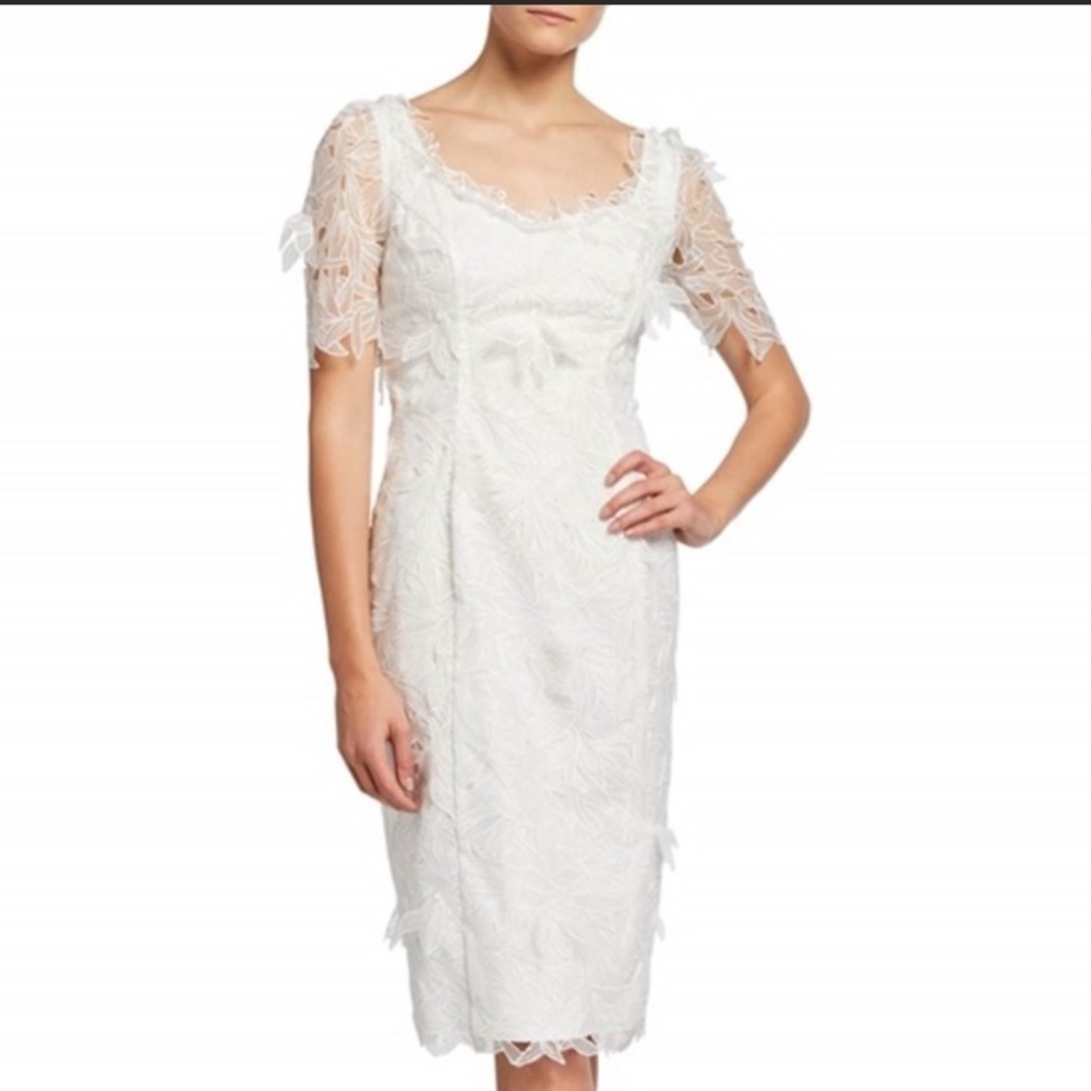 BRAND NEW Marchesa Notte Embroidered Organza White Sheath bridal